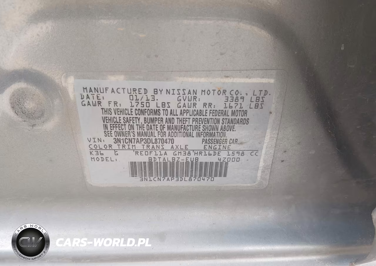 2013 Nissan Versa 1.6 Sv VIN:3N1CN7AP3DL870470 - 9
