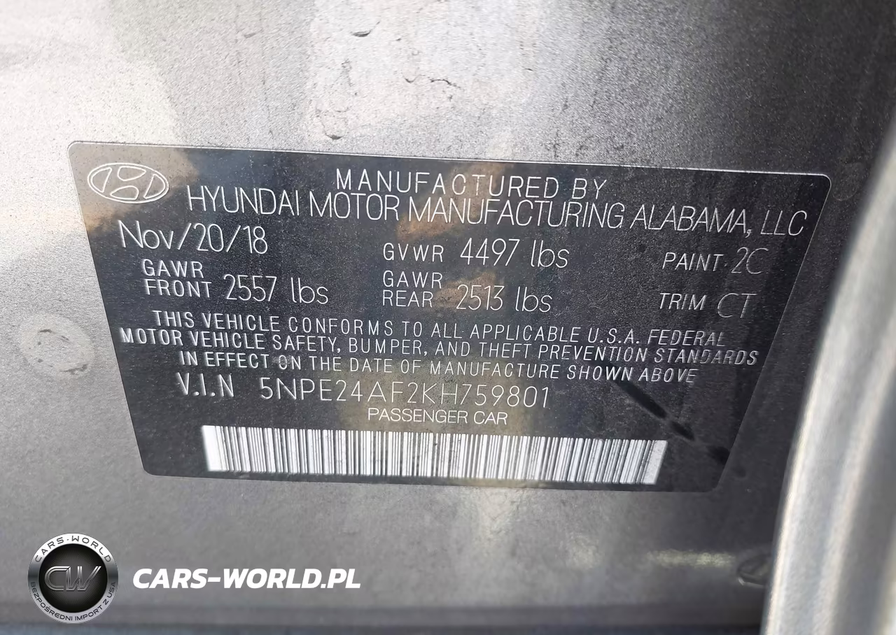 2019 Hyundai Sonata Se VIN:5NPE24AF2KH759801 - 9