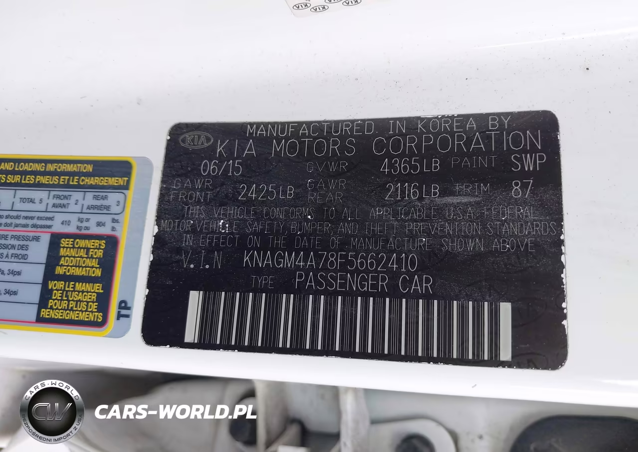 2015 Kia Optima Lx VIN:KNAGM4A78F5662410 - 9