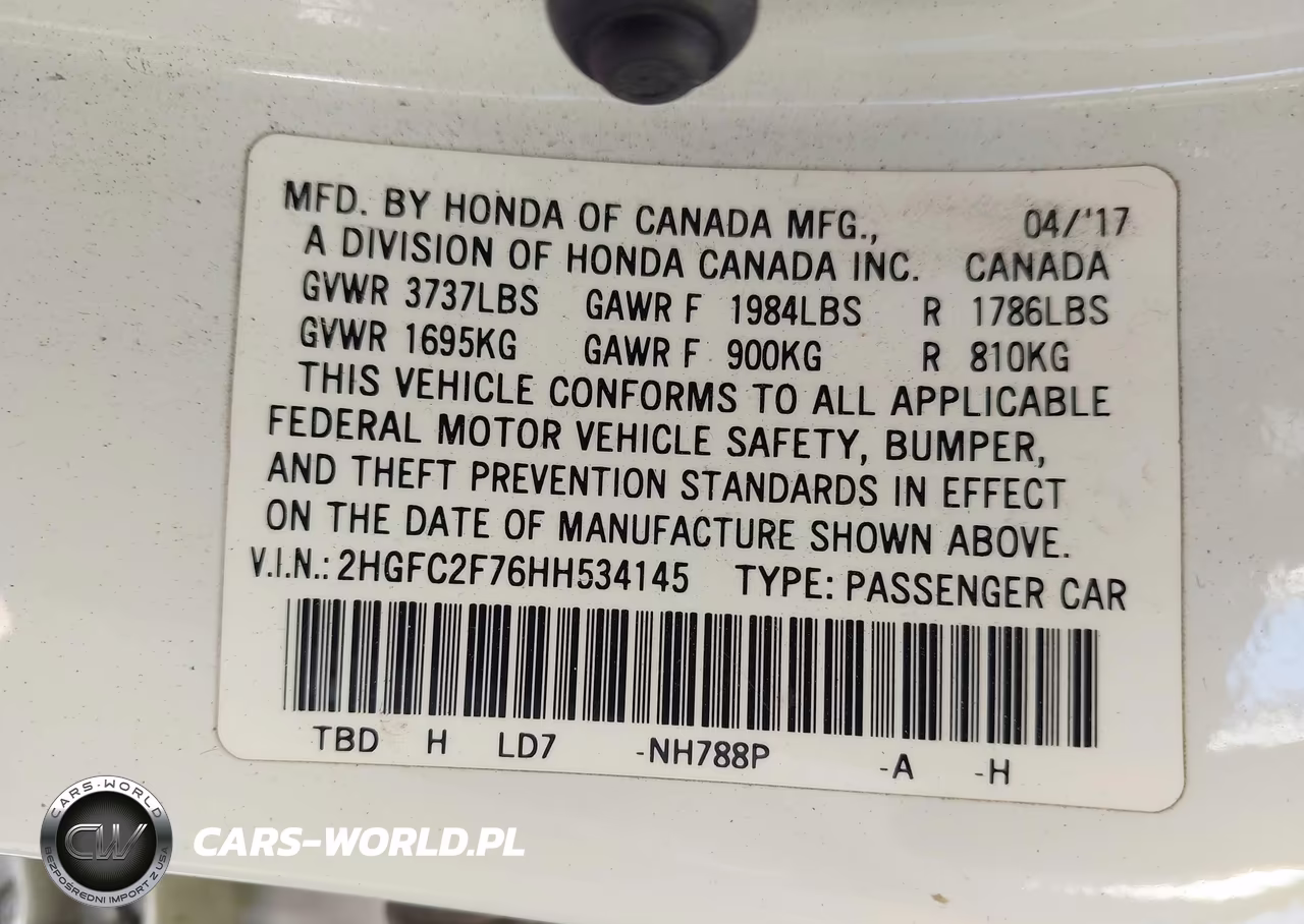 2017 Honda Civic Ex VIN:2HGFC2F76HH534145 - 9