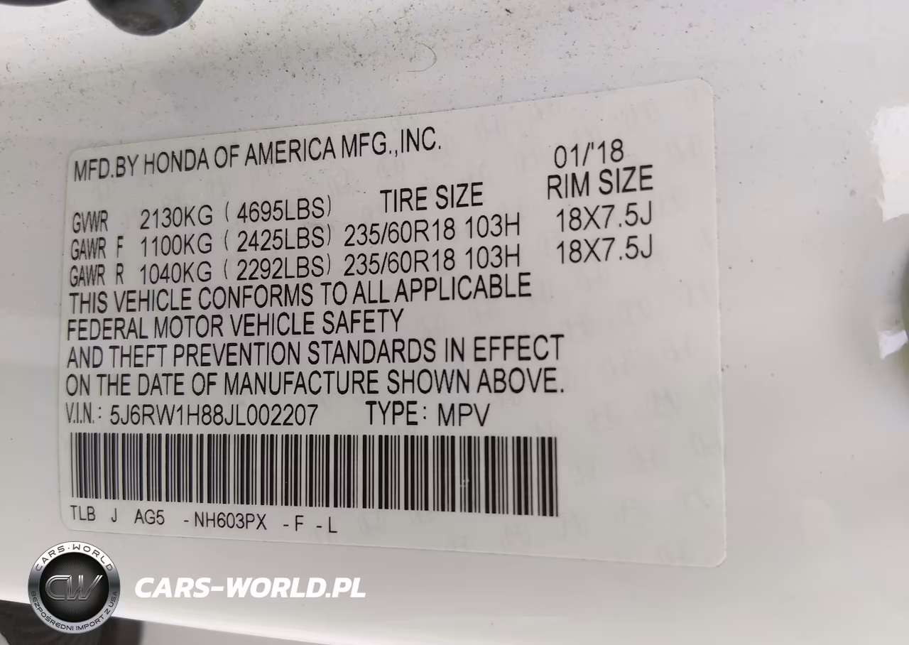 2018 Honda Cr-V Ex-L-Ex-L Navi VIN:5J6RW1H88JL002207 - 9