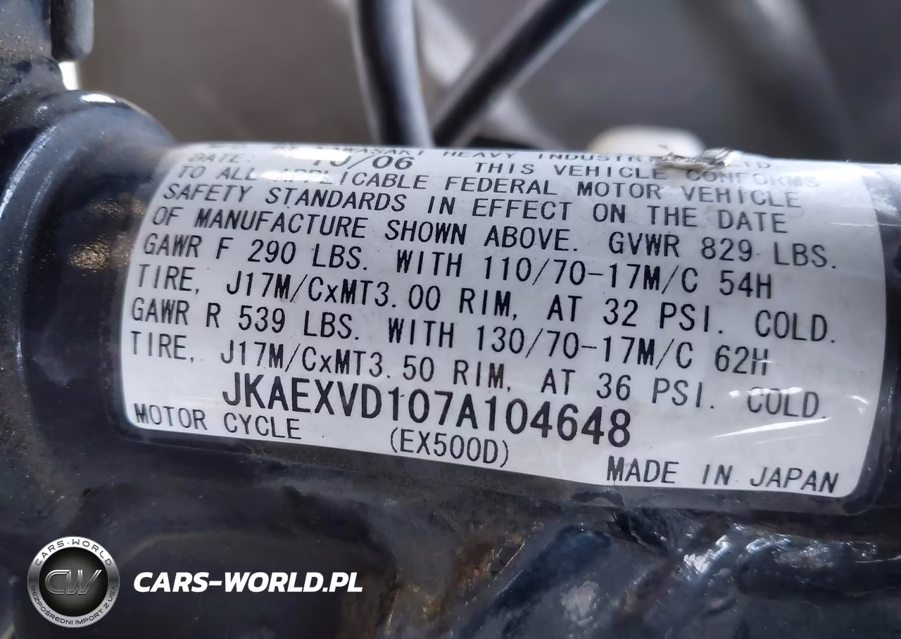 2007 Kawasaki Ex500 D VIN:JKAEXVD107A104648 - 10
