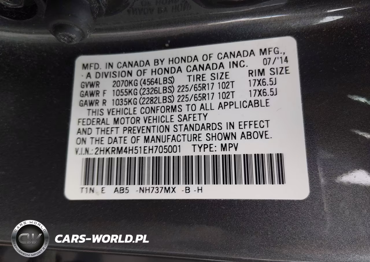 2014 Honda Cr-V Ex VIN:2HKRM4H51EH705001 - 9