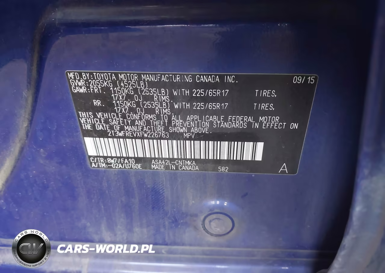 2015 Toyota Rav4 Xle VIN:2T3WFREVXFW226763 - 9