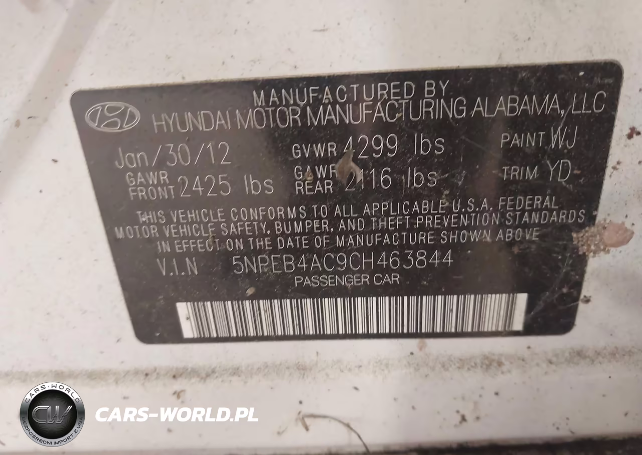 2012 Hyundai Sonata Gls VIN:5NPEB4AC9CH463844 - 9