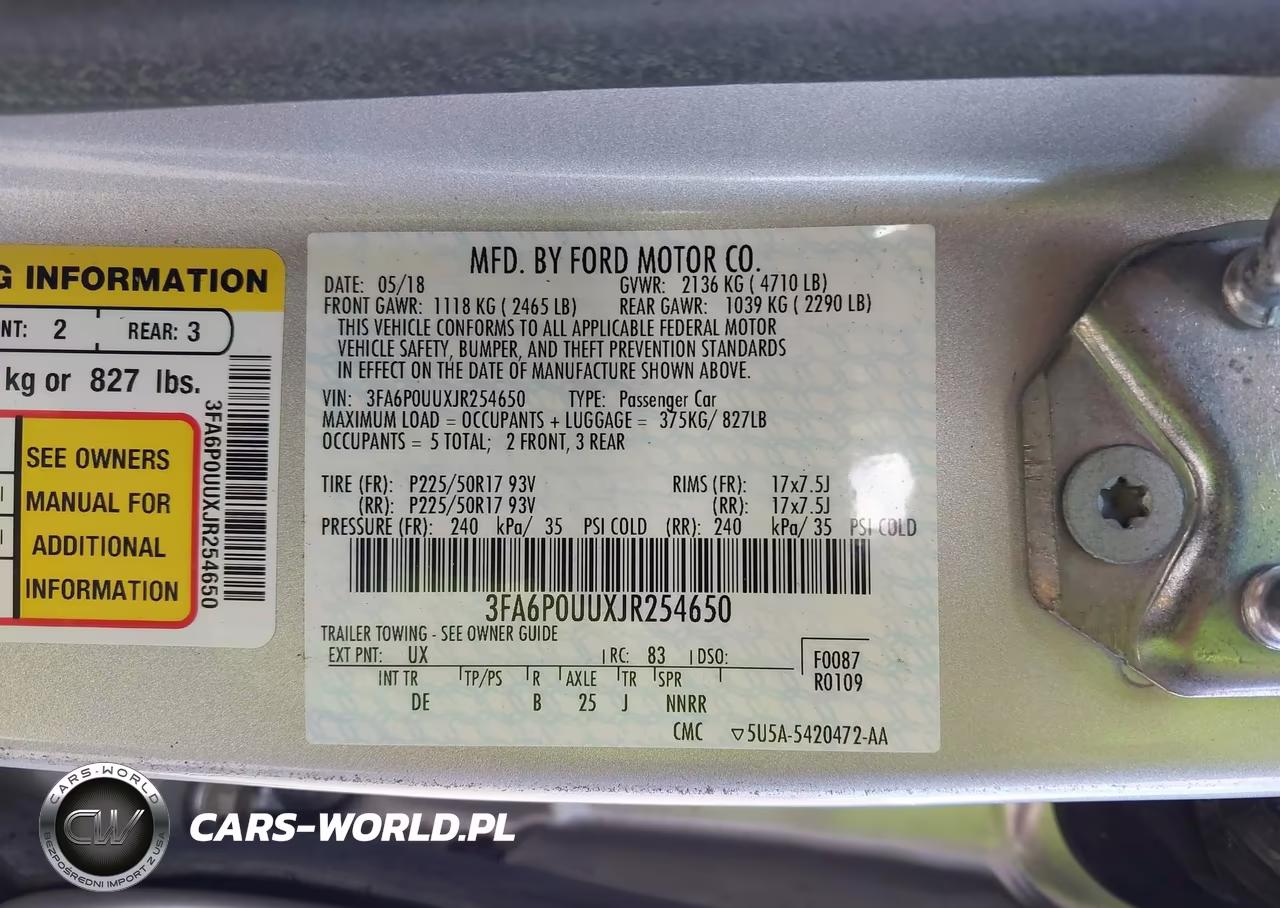 2018 Ford Fusion Hybrid S VIN:3FA6P0UUXJR254650 - 9