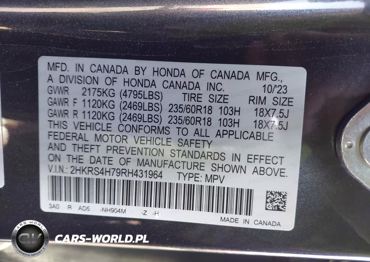 2024 Honda Cr-V Ex-L Awd VIN:2HKRS4H79RH431964 - 9