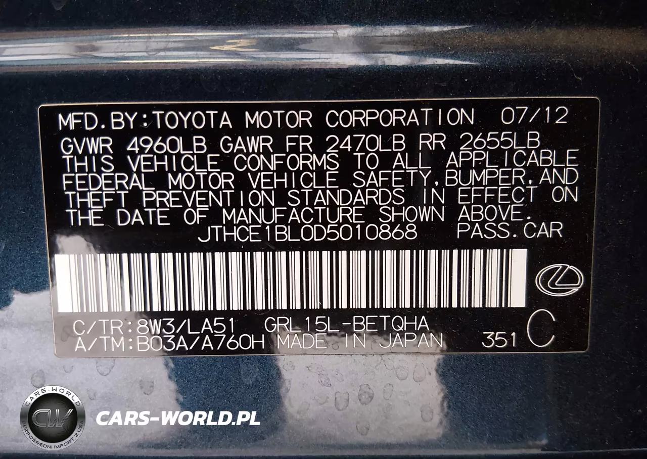 2013 Lexus Gs 350 VIN:JTHCE1BL0D5010868 - 9