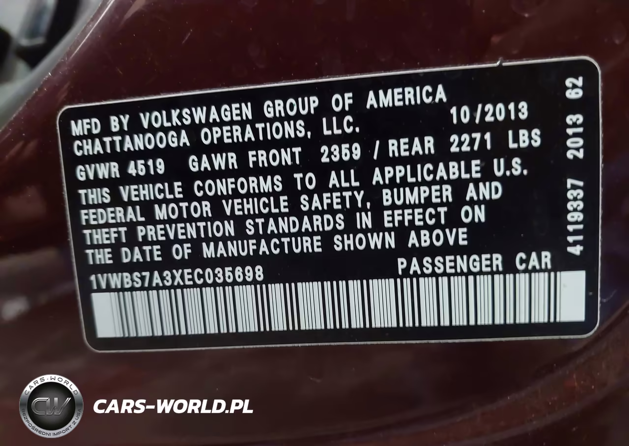 2014 Volkswagen Passat 1.8T Se VIN:1VWBS7A3XEC035698 - 9