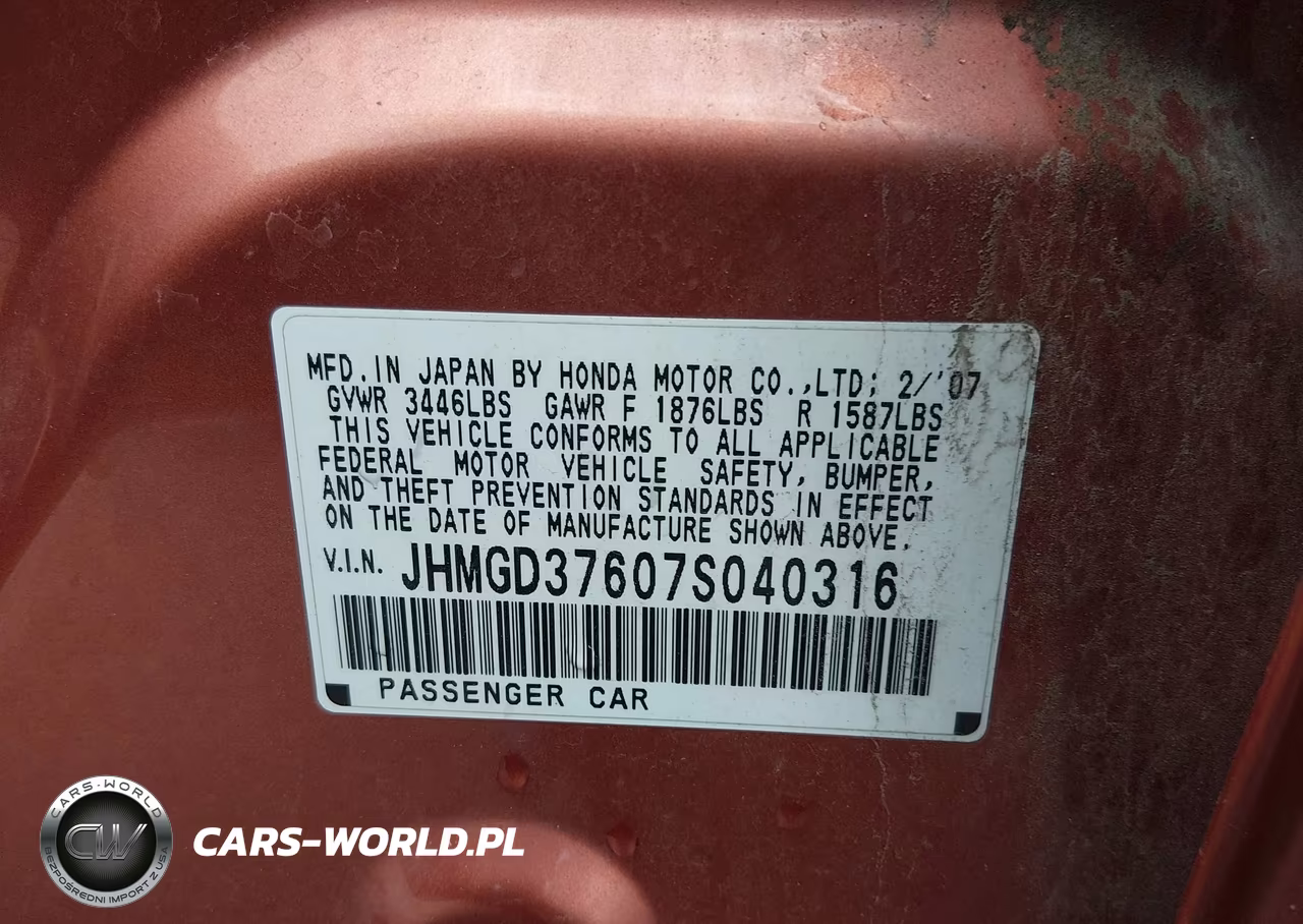 2007 Honda Fit Sport VIN:JHMGD37607S040316 - 9
