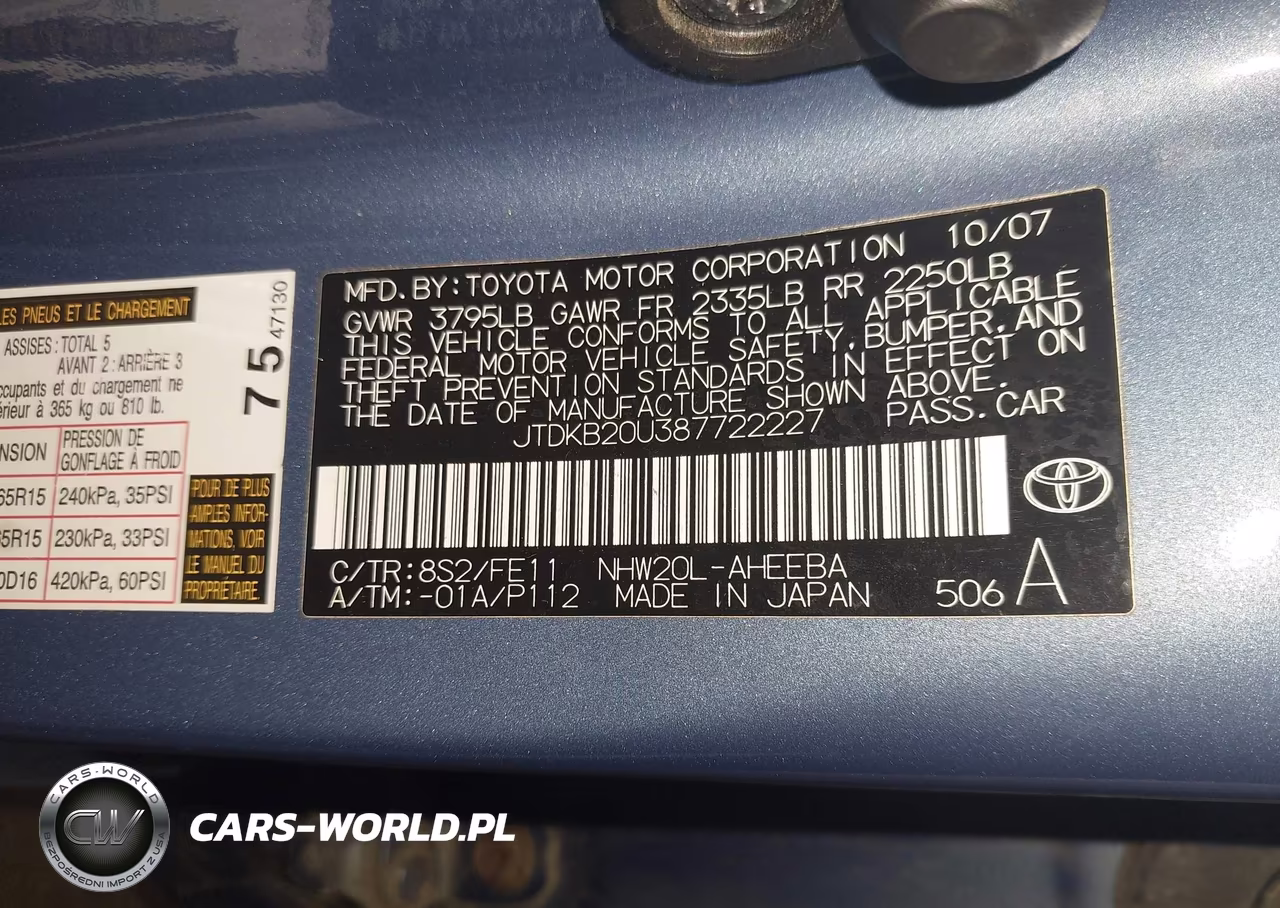 2008 Toyota Prius VIN:JTDKB20U387722227 - 9
