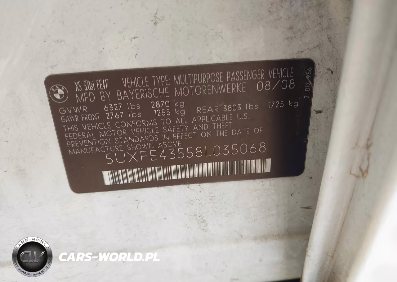 2008 BMW X5 3.0Si VIN:5UXFE43558L035068 - 9