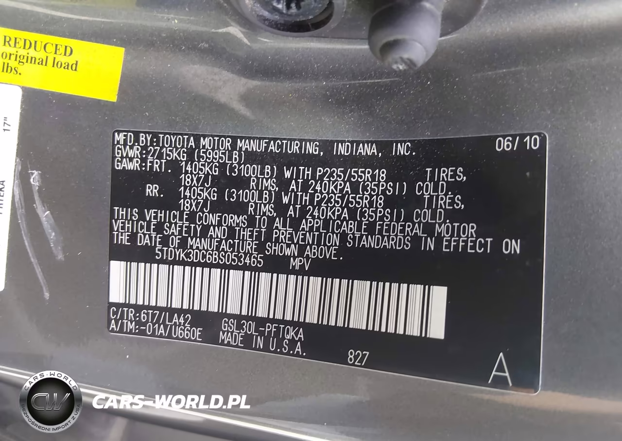 2011 Toyota Sienna Limited V6 VIN:5TDYK3DC6BS053465 - 9