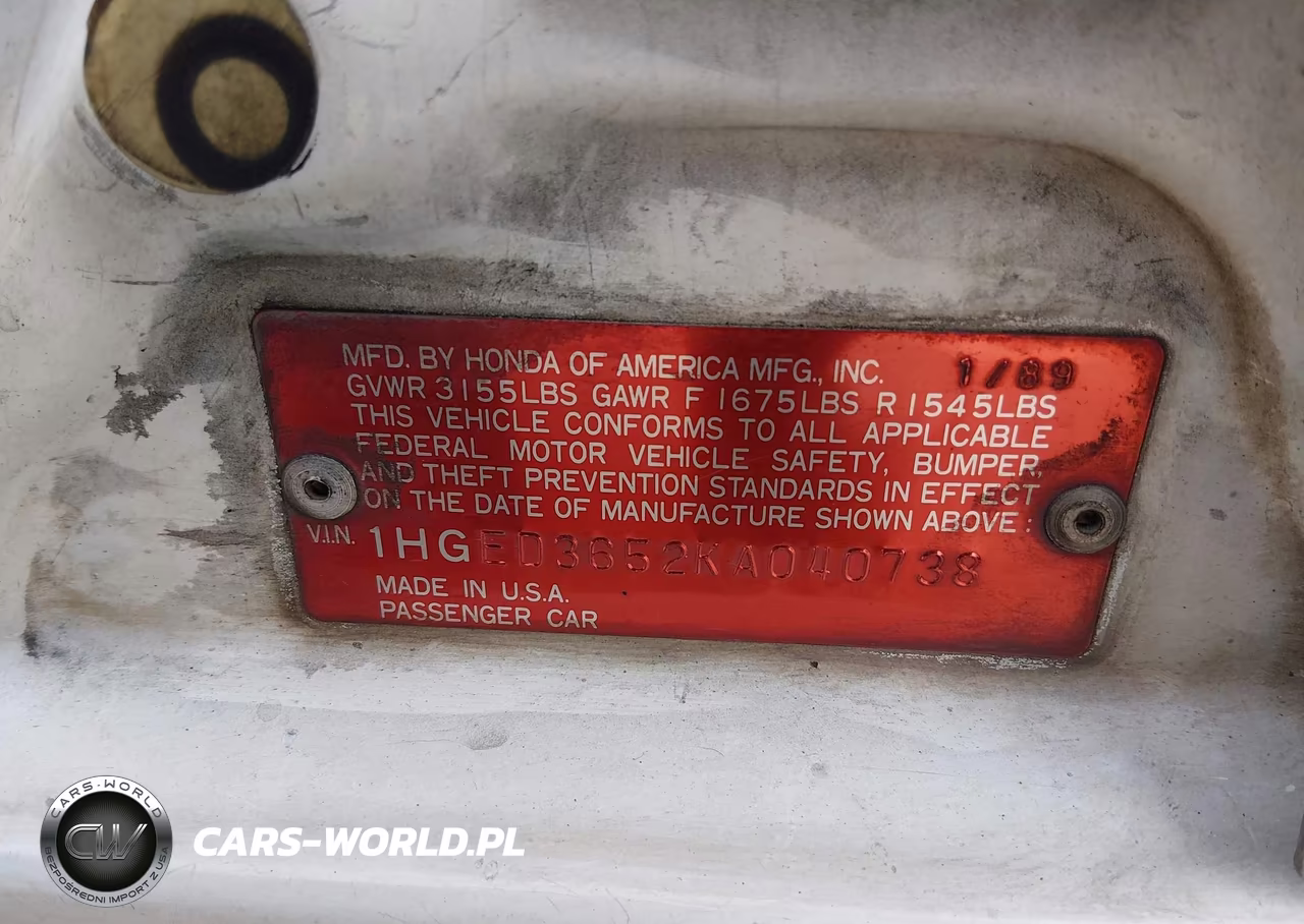 1989 Honda Civic Lx VIN:1HGED3652KA040738 - 9