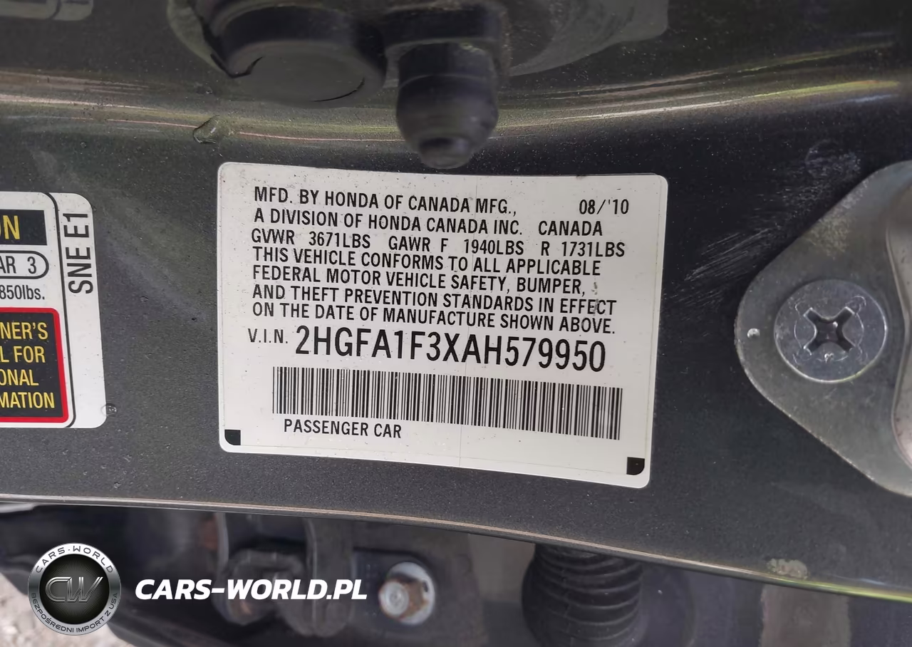 2010 Honda Civic Vp VIN:2HGFA1F3XAH579950 - 9