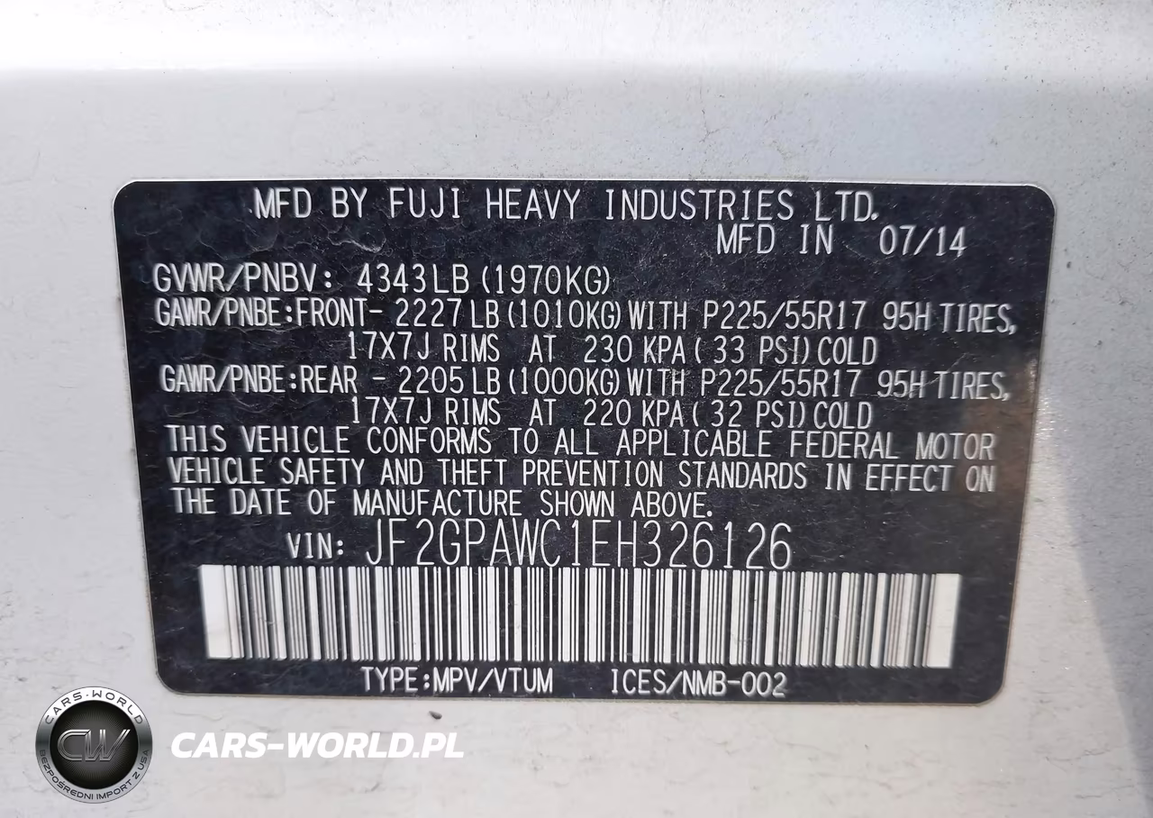 2014 Subaru Xv Crosstrek 2.0I Premium VIN:JF2GPAWC1EH326126 - 9