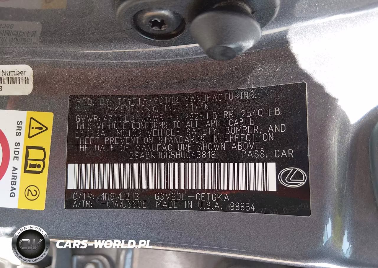 2017 Lexus Es 350 VIN:58ABK1GG5HU043818 - 9
