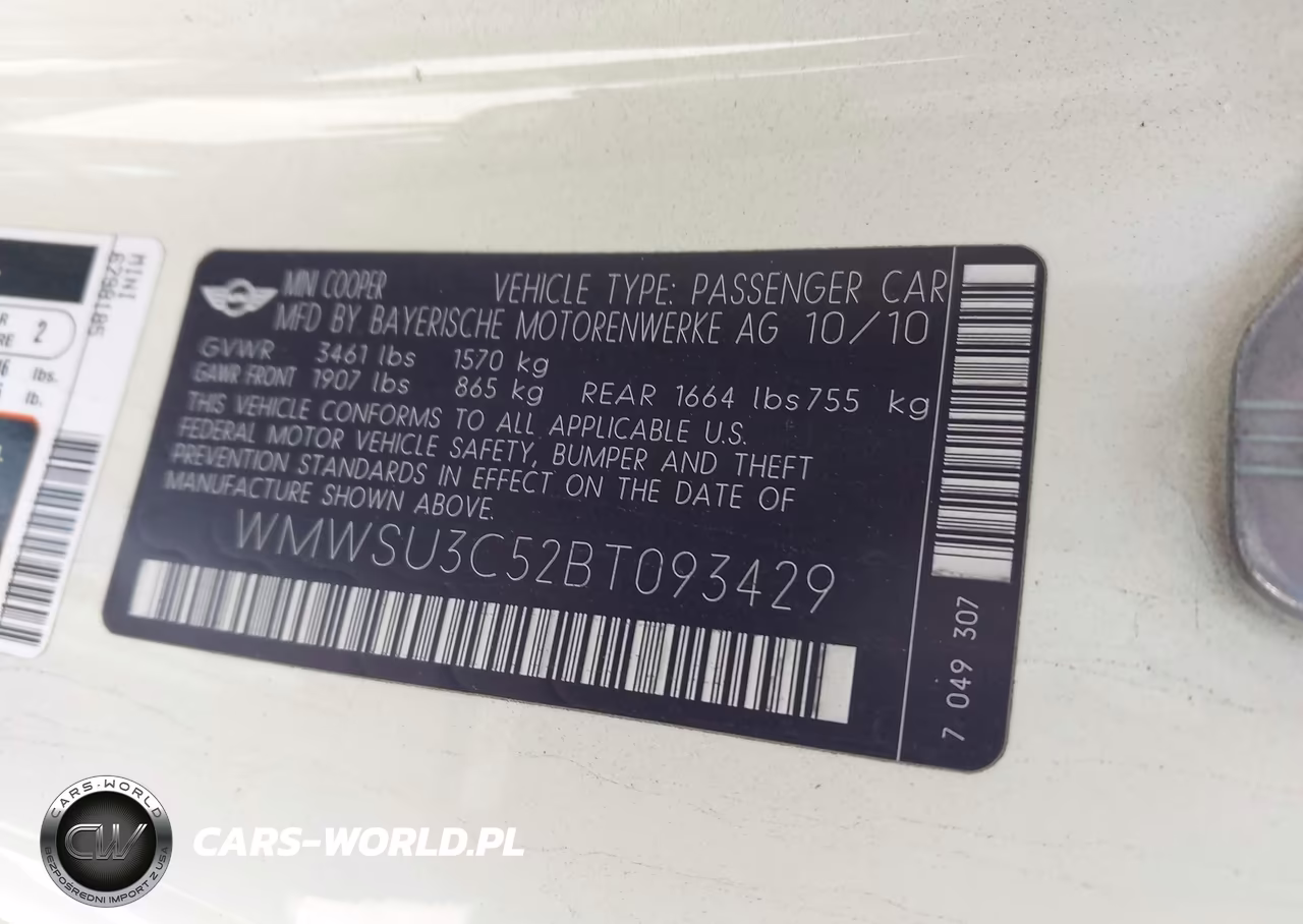 2011 Mini Cooper VIN:WMWSU3C52BT093429 - 9