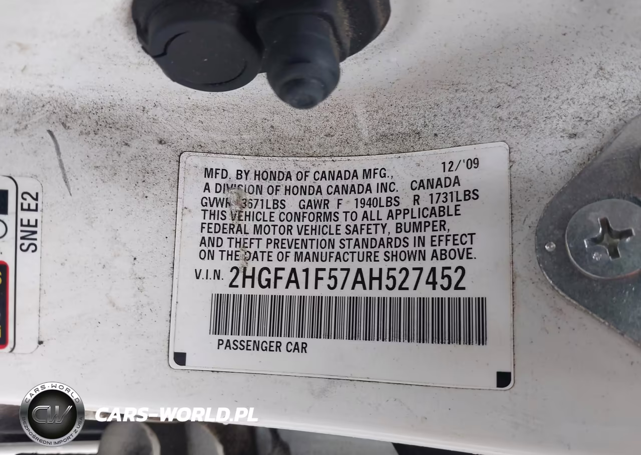 2010 Honda Civic Lx VIN:2HGFA1F57AH527452 - 9
