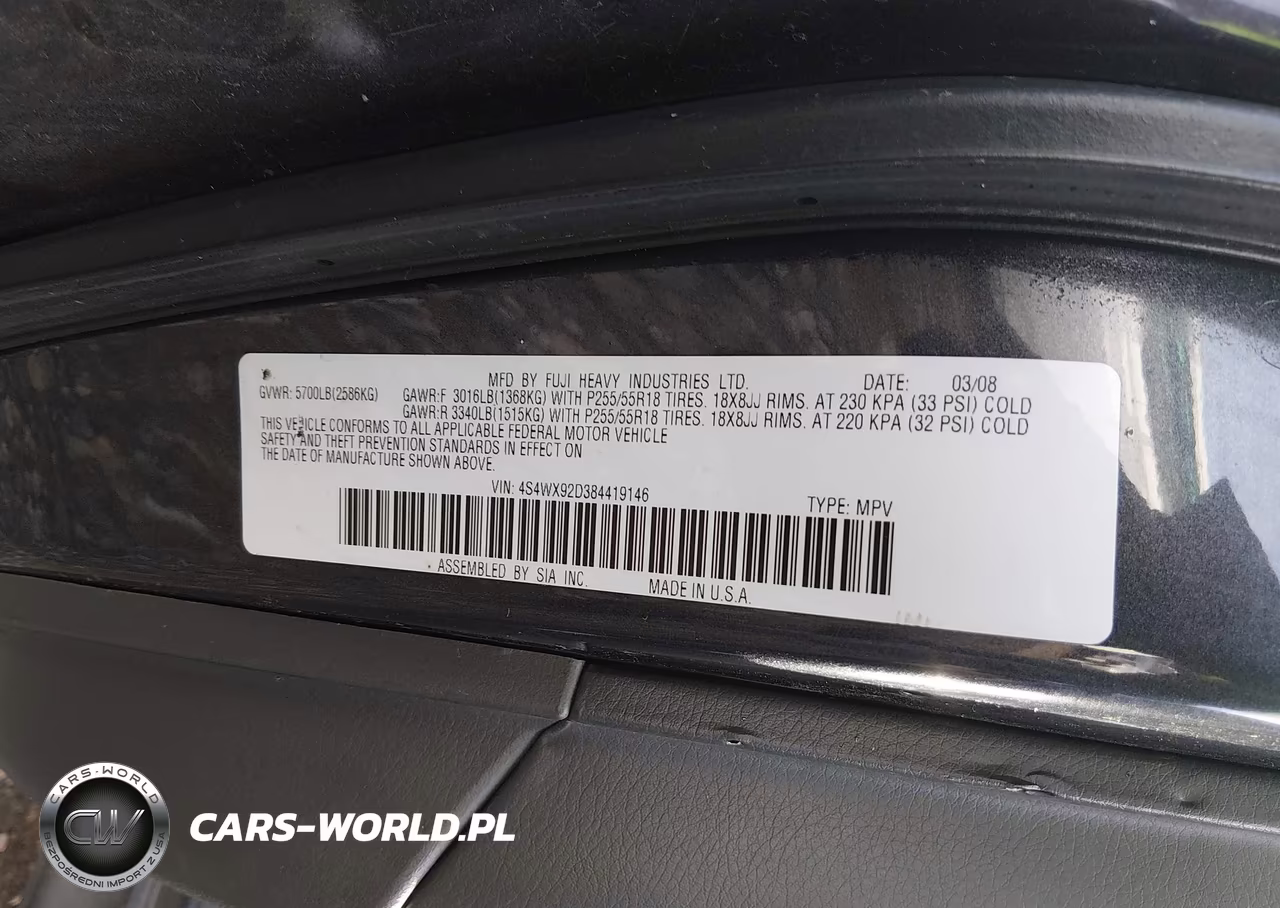 2008 Subaru Tribeca Limited 5-Passenger VIN:4S4WX92D384419146 - 9