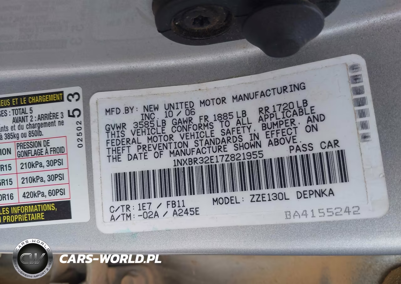 2007 Toyota Corolla Le VIN:1NXBR32E17Z821955 - 9
