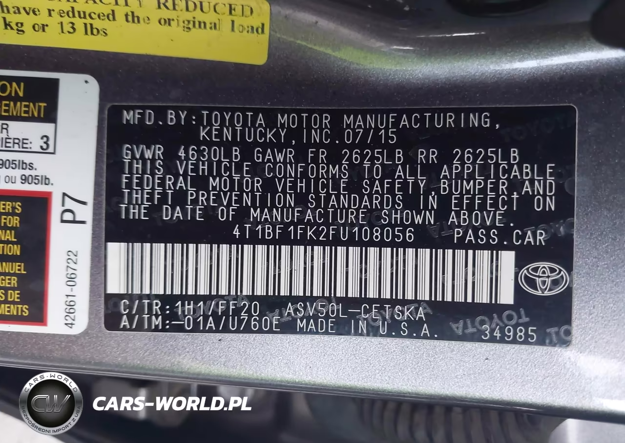 2015 Toyota Camry Se VIN:4T1BF1FK2FU108056 - 9