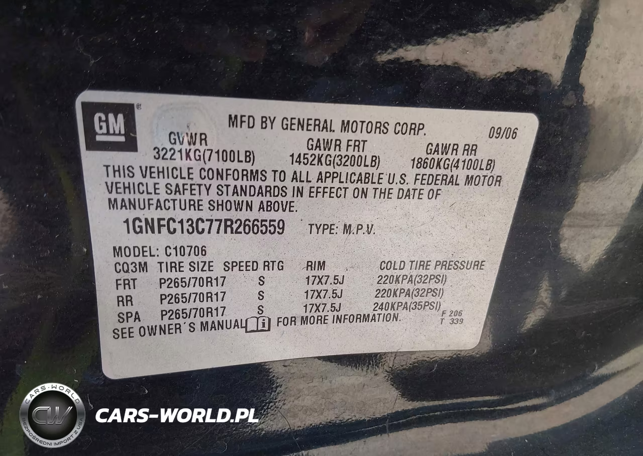 2007 Chevrolet Tahoe Ls VIN:1GNFC13C77R266559 - 9