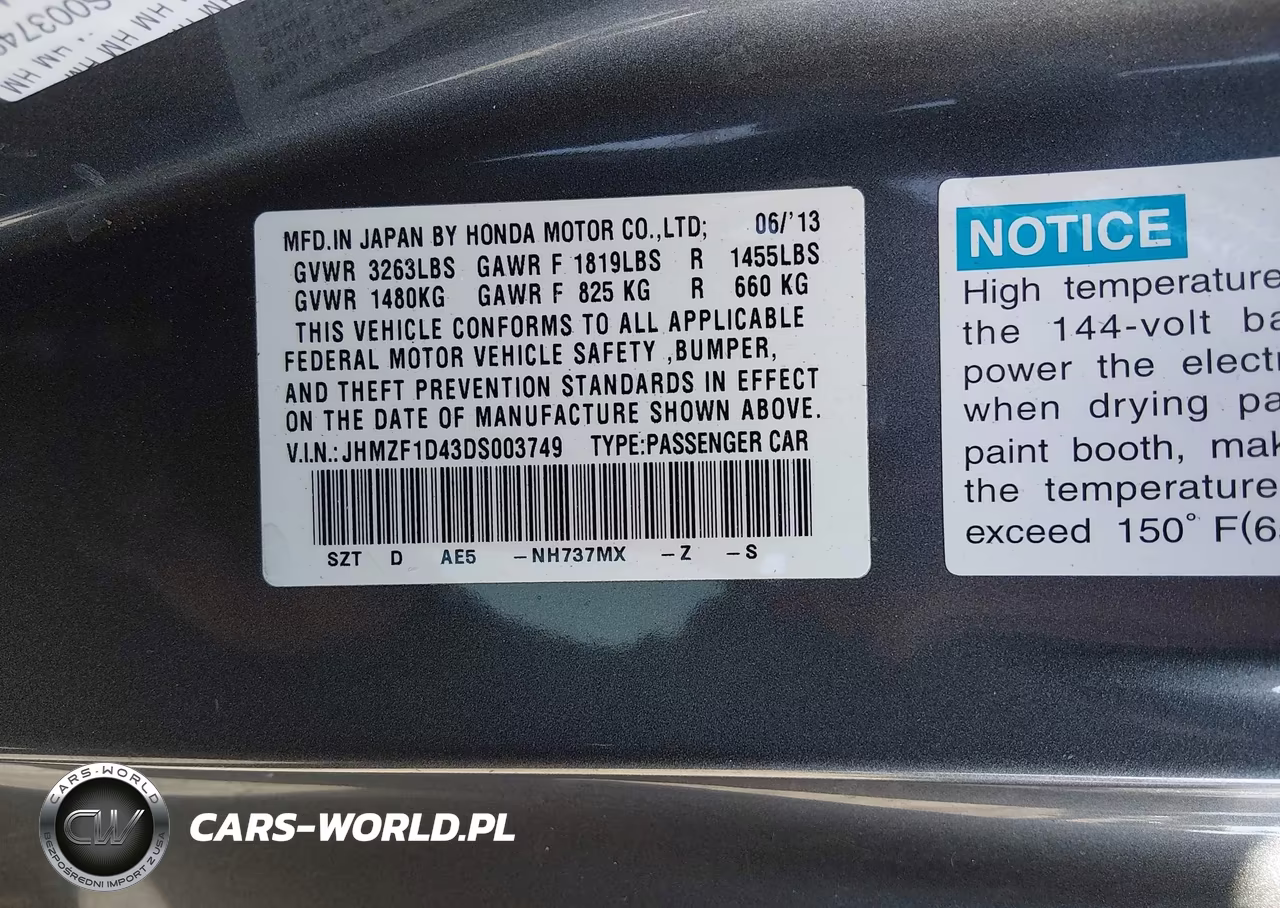 2013 Honda Cr-Z VIN:JHMZF1D43DS003749 - 9