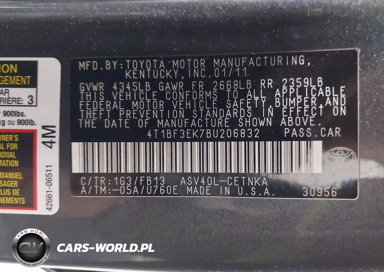 2011 Toyota Camry Le VIN:4T1BF3EK7BU206832 - 9