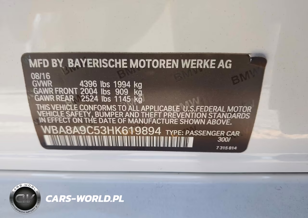 2017 BMW 320I VIN:WBA8A9C53HK619894 - 9