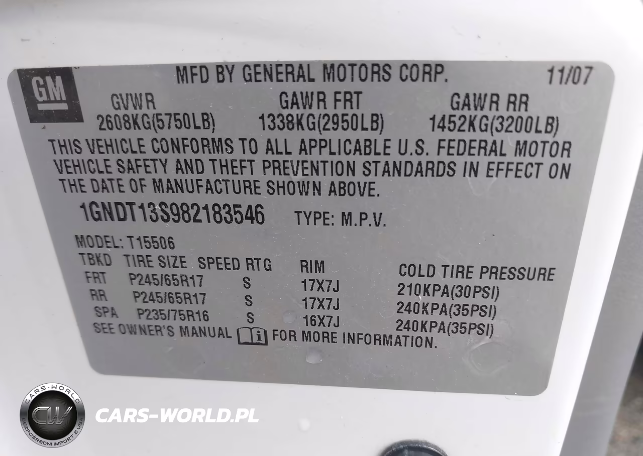 2008 Chevrolet Trailblazer Fleet VIN:1GNDT13S982183546 - 9