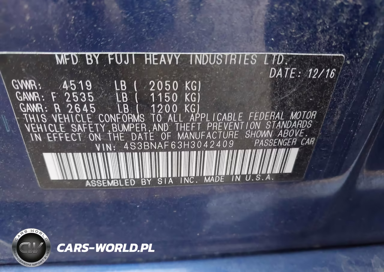 2017 Subaru Legacy 2.5I Premium VIN:4S3BNAF63H3042409 - 9