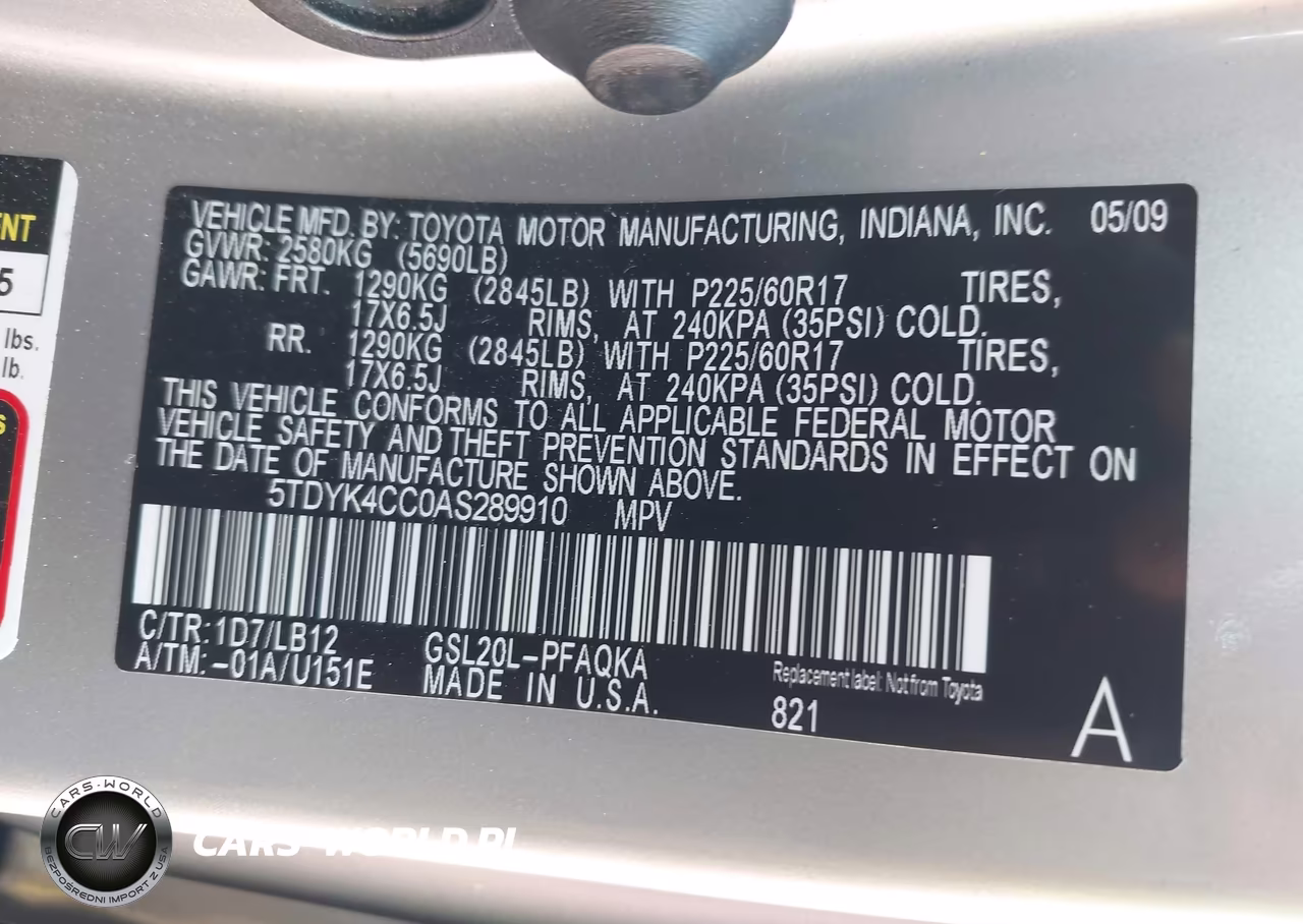 2010 Toyota Sienna Xle VIN:5TDYK4CC0AS289910 - 9