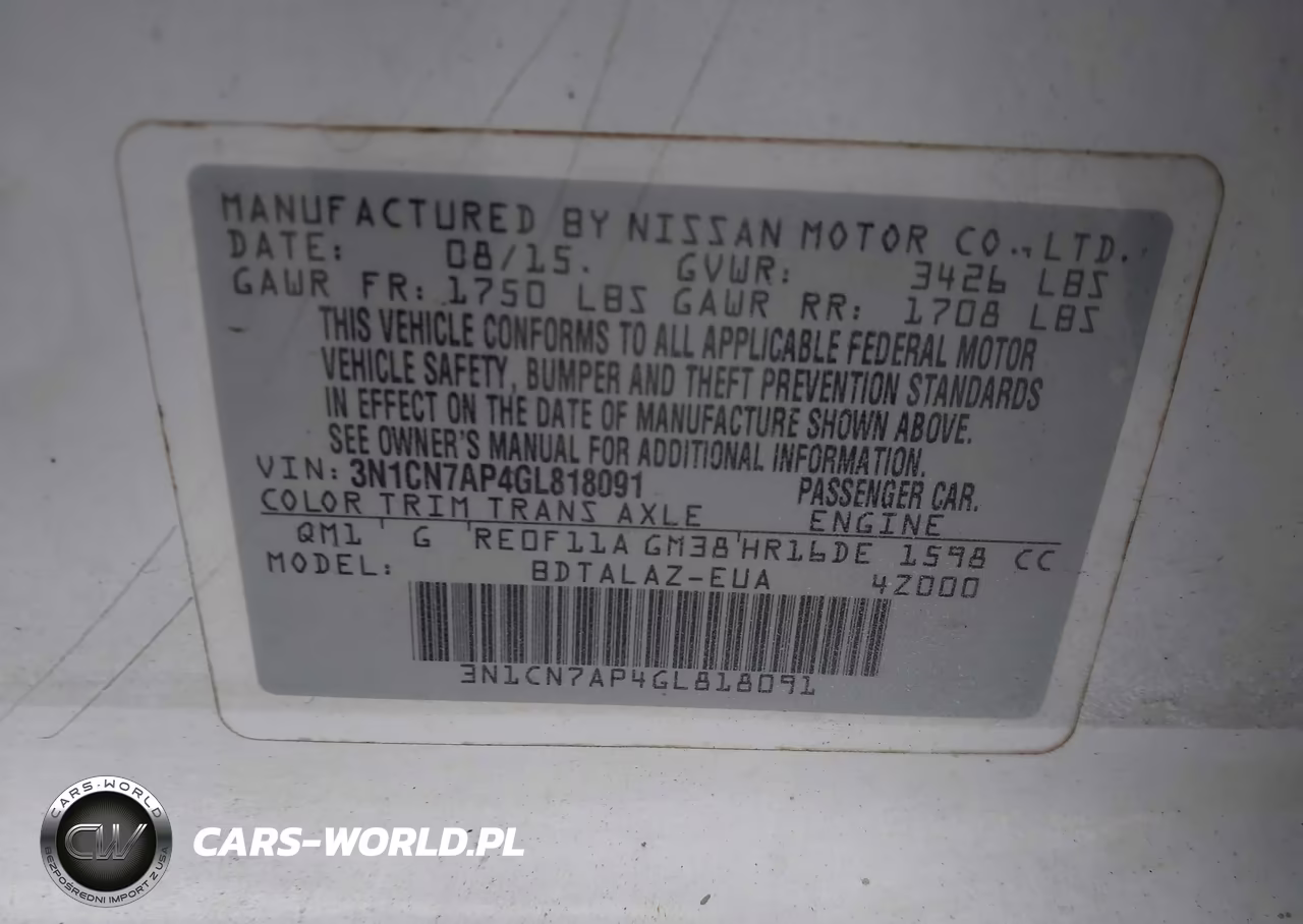 2016 Nissan Versa S Plus VIN:3N1CN7AP4GL818091 - 9