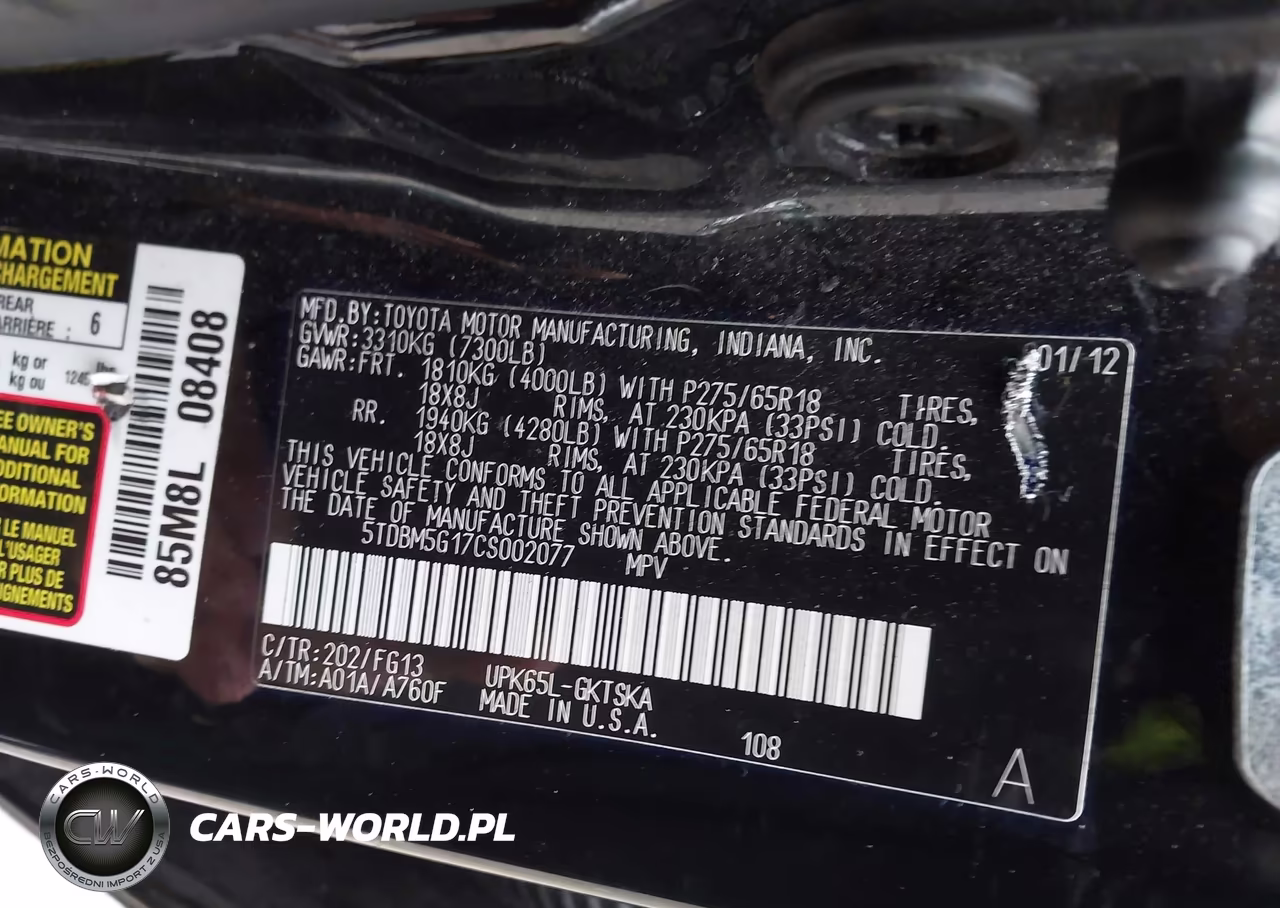 2012 Toyota Sequoia Sr5 4.6L V8 VIN:5TDBM5G17CS002077 - 9