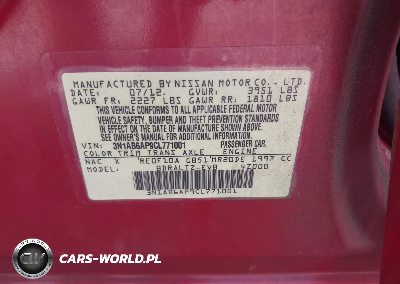 2012 Nissan Sentra 2.0 S VIN:3N1AB6AP9CL771001 - 9