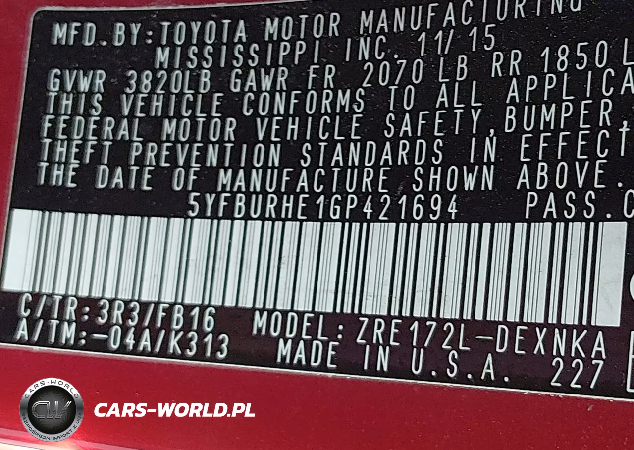 2016 Toyota Corolla Le VIN:5YFBURHE1GP421694 - 9
