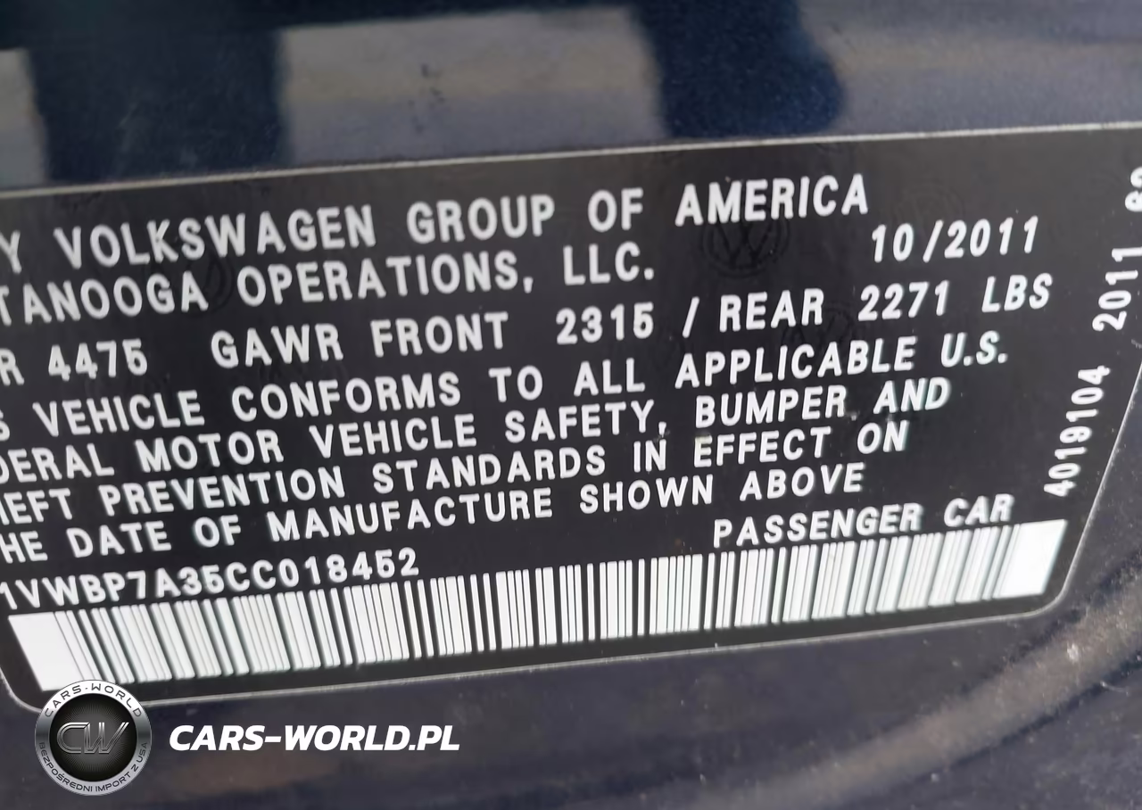 2012 Volkswagen Passat 2.5L Se VIN:1VWBP7A35CC018452 - 9