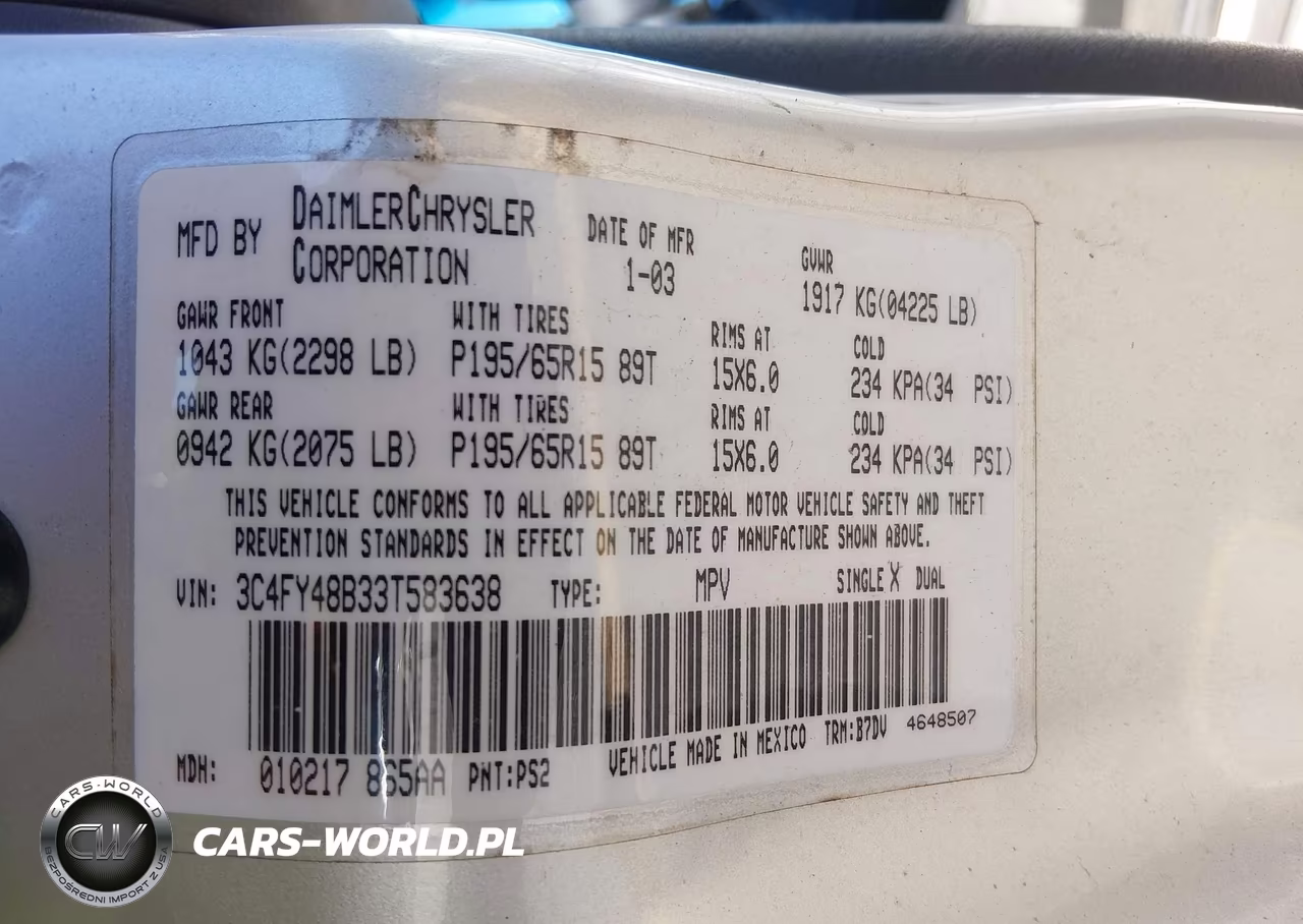 2003 Chrysler Pt Cruiser VIN:3C4FY48B33T583638 - 9