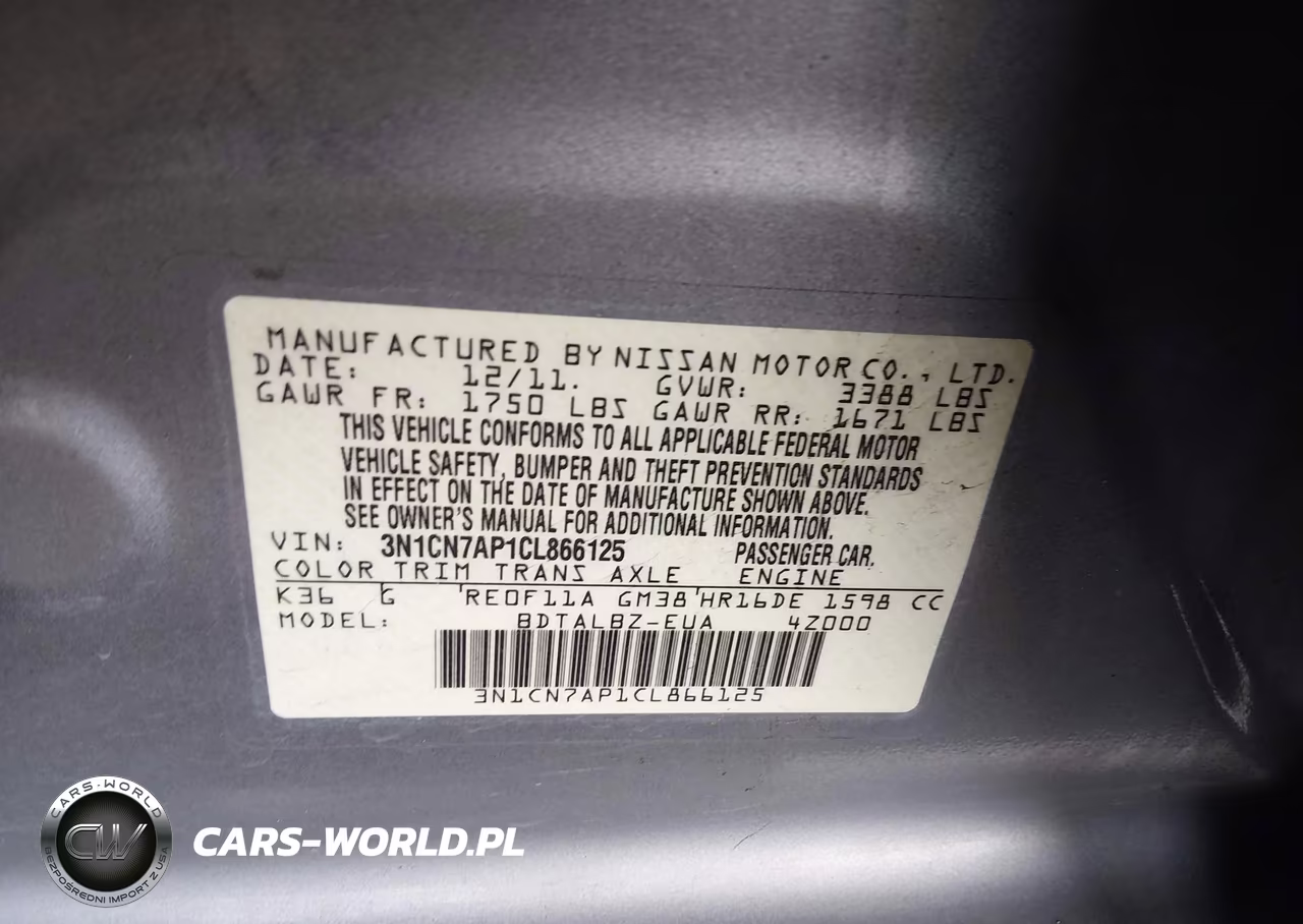 2012 Nissan Versa 1.6 Sv VIN:3N1CN7AP1CL866125 - 9
