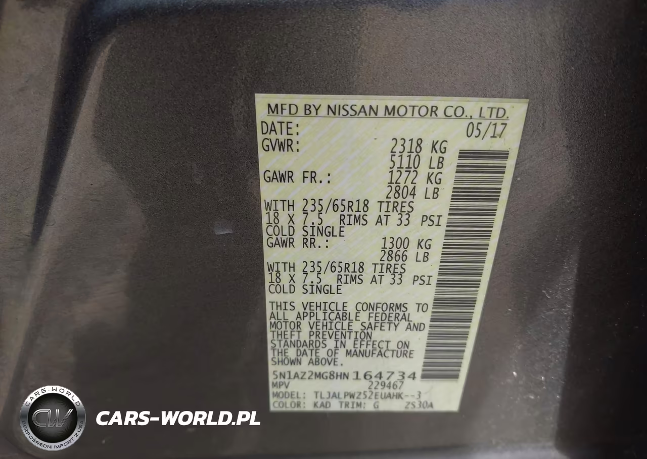 2017 Nissan Murano S VIN:5N1AZ2MG8HN164734 - 9