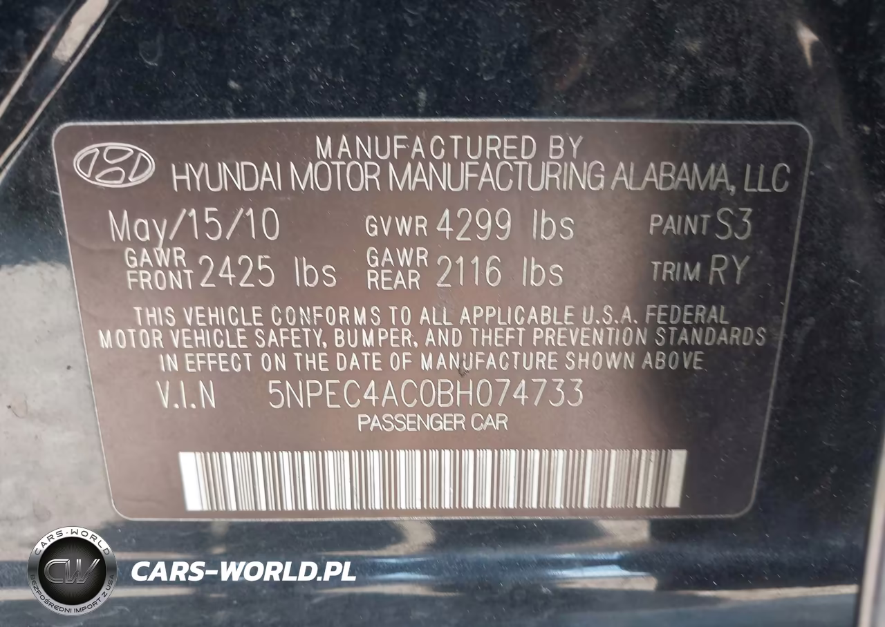 2011 Hyundai Sonata Se VIN:5NPEC4AC0BH074733 - 9