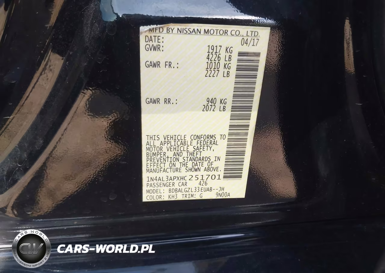 2017 Nissan Altima 2.5 S VIN:1N4AL3APXHC251701 - 9