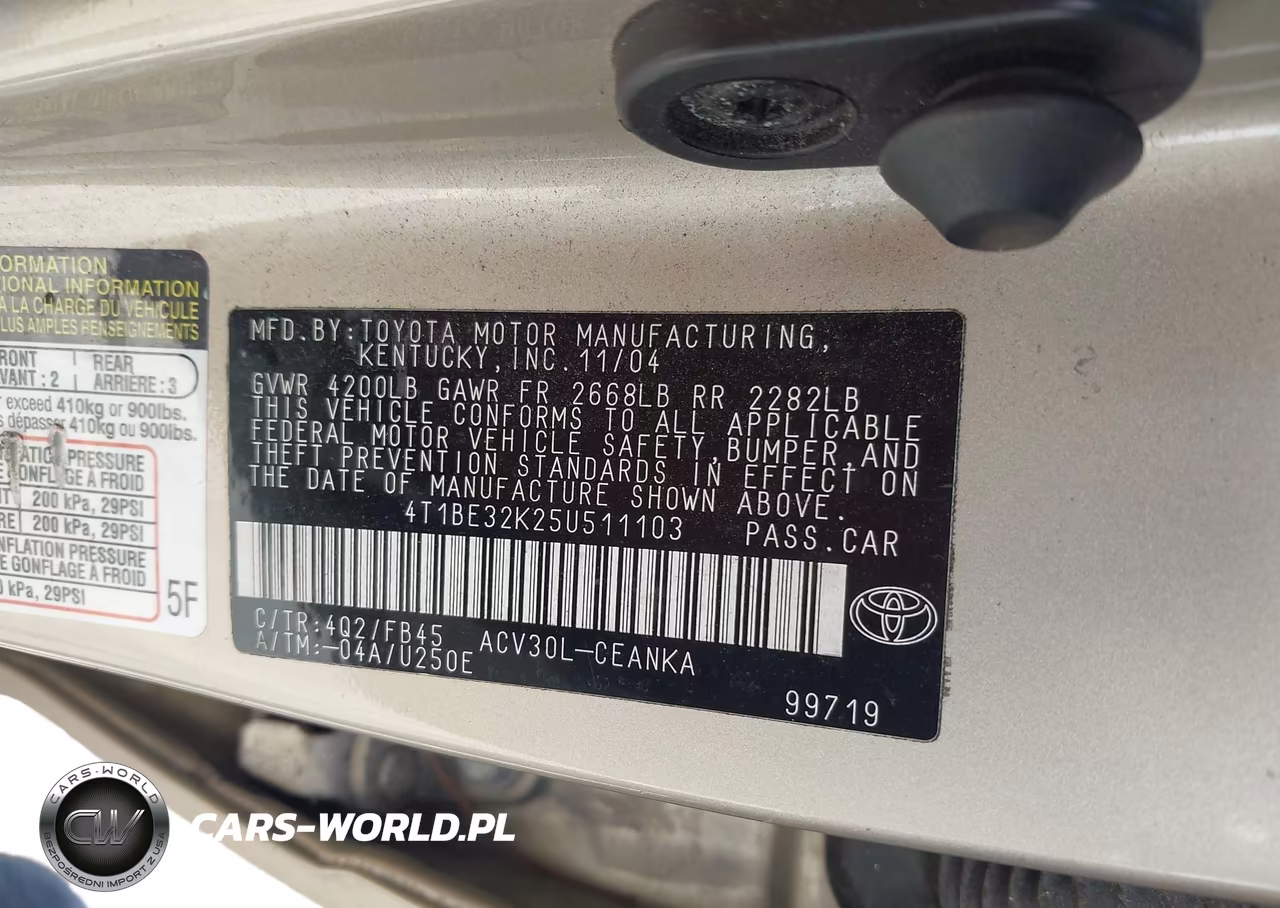 2005 Toyota Camry Le VIN:4T1BE32K25U511103 - 9