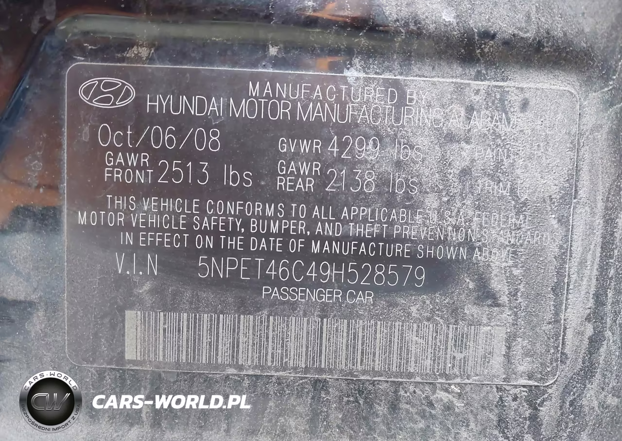 2009 Hyundai Sonata Gls VIN:5NPET46C49H528579 - 9