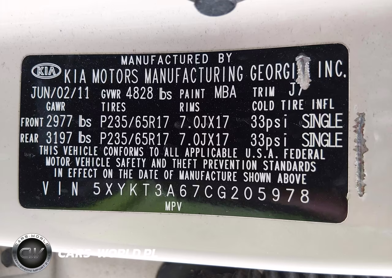 2012 Kia Sorento Lx VIN:5XYKT3A67CG205978 - 9