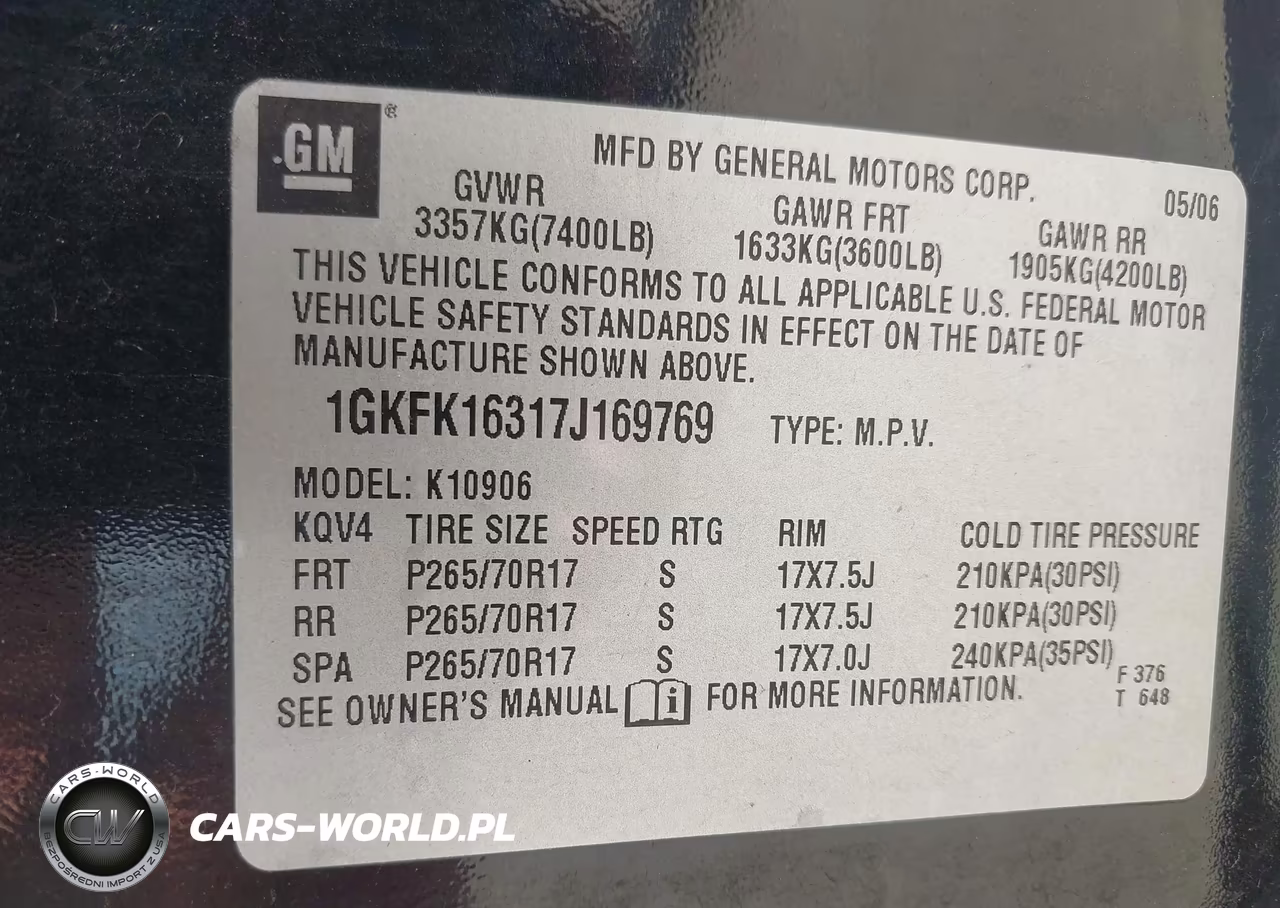 2007 GMC Yukon Xl 1500 Slt VIN:1GKFK16317J169769 - 9