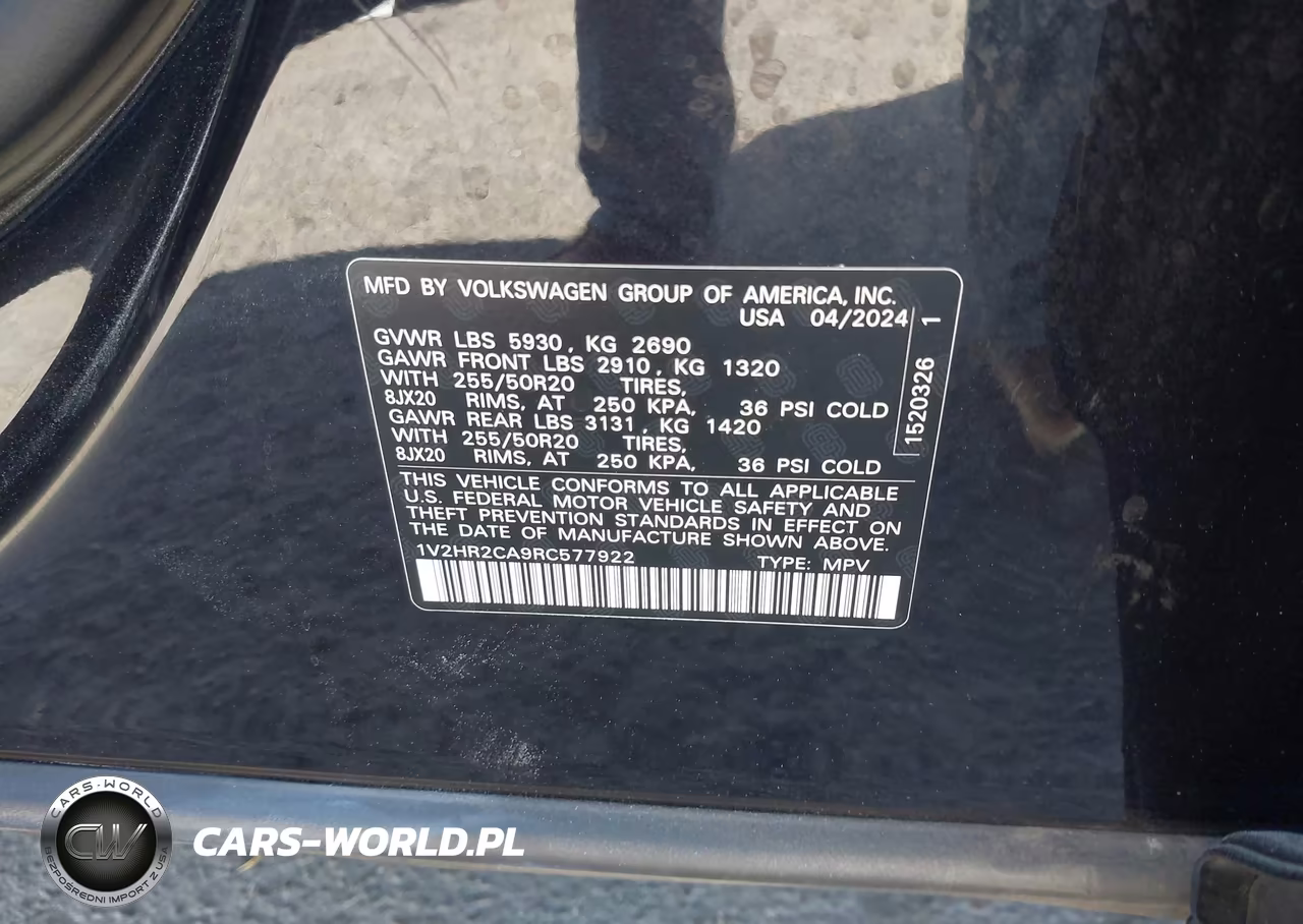 2024 Volkswagen Atlas 2.0T Se W-Technology VIN:1V2HR2CA9RC577922 - 9