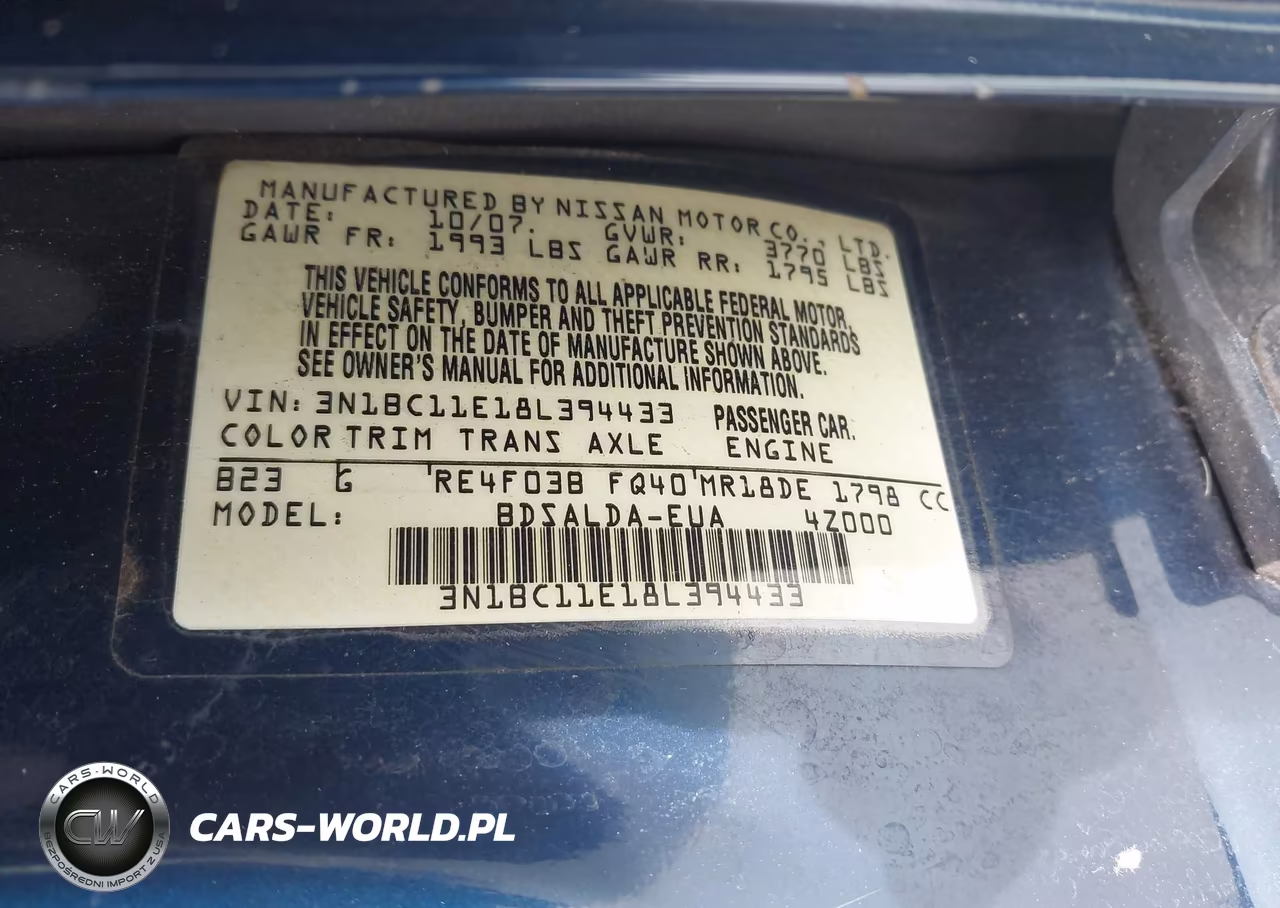 2008 Nissan Versa 1.8S VIN:3N1BC11E18L394433 - 9