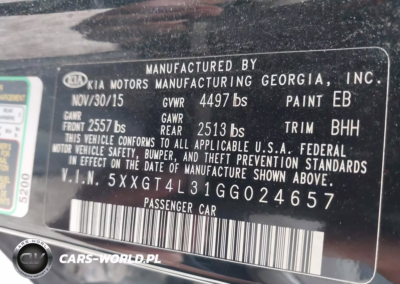 2016 Kia Optima Lx VIN:5XXGT4L31GG024657 - 9